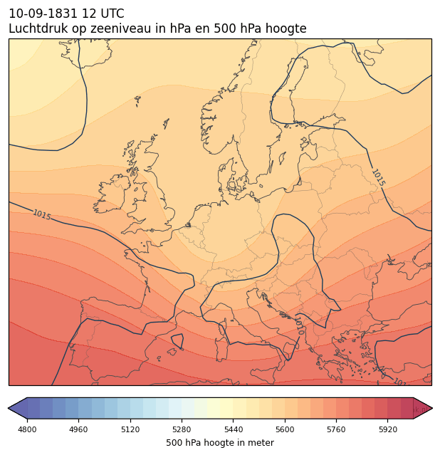 Weerkaart van 10 september 1831 om 12 UTC