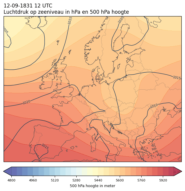 Weerkaart van 12 september 1831 om 12 UTC