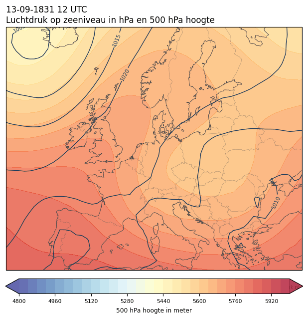 Weerkaart van 13 september 1831 om 12 UTC