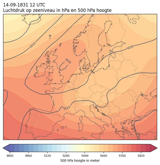 Weerkaart van 14 september 1831 om 12 UTC