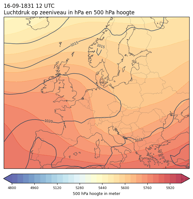 Weerkaart van 16 september 1831 om 12 UTC