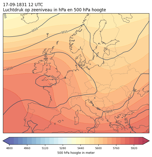 Weerkaart van 17 september 1831 om 12 UTC