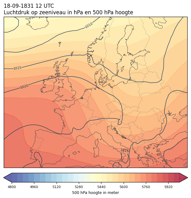 Weerkaart van 18 september 1831 om 12 UTC