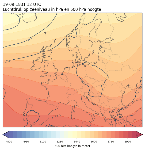 Weerkaart van 19 september 1831 om 12 UTC