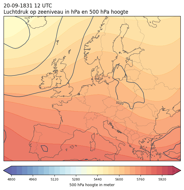 Weerkaart van 20 september 1831 om 12 UTC