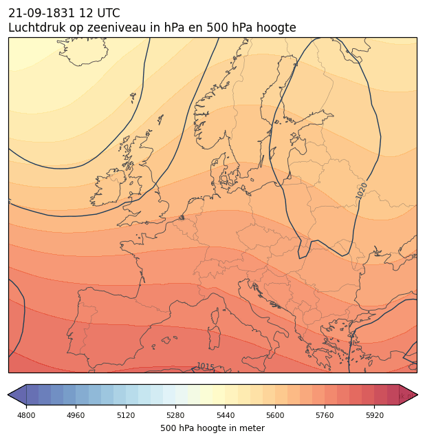 Weerkaart van 21 september 1831 om 12 UTC