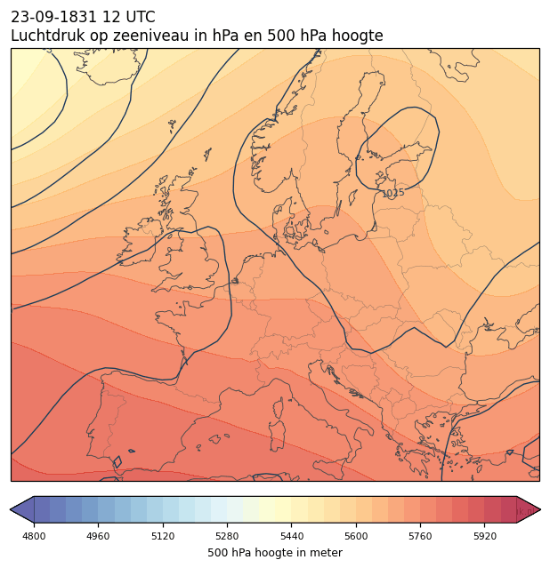Weerkaart van 23 september 1831 om 12 UTC