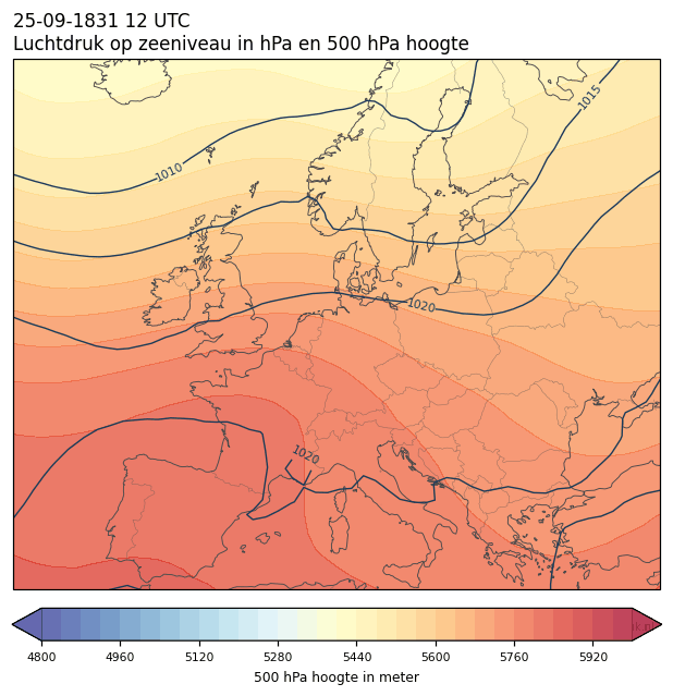 Weerkaart van 25 september 1831 om 12 UTC