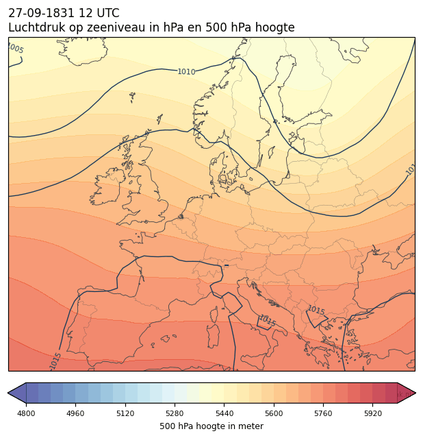 Weerkaart van 27 september 1831 om 12 UTC