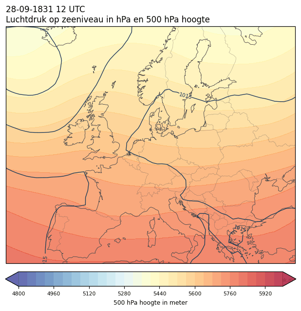 Weerkaart van 28 september 1831 om 12 UTC