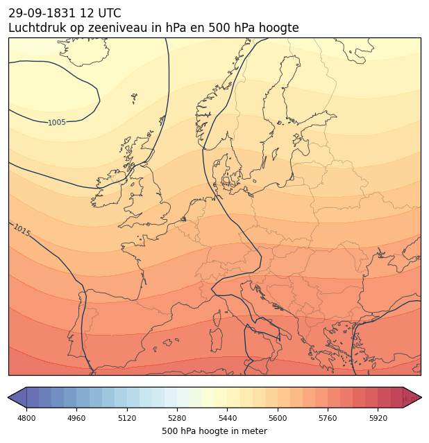 Weerkaart van 29 september 1831 om 12 UTC