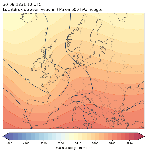 Weerkaart van 30 september 1831 om 12 UTC