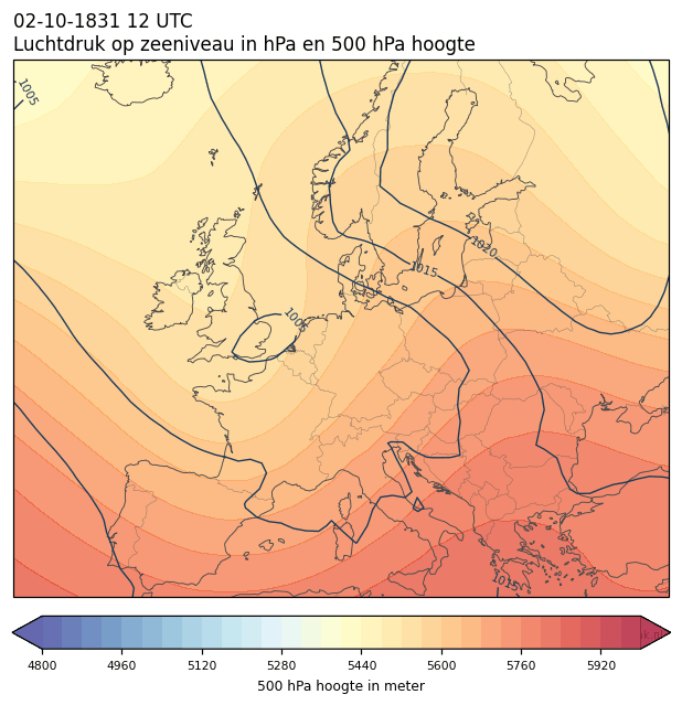 Weerkaart van 2 oktober 1831 om 12 UTC