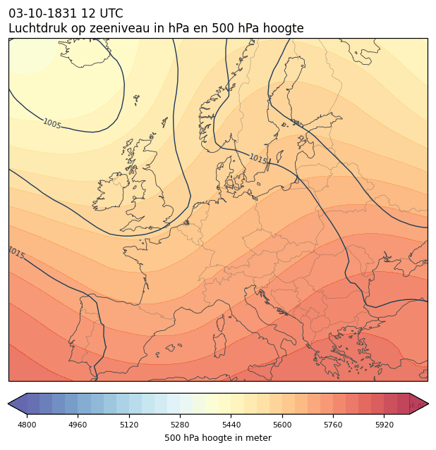 Weerkaart van 3 oktober 1831 om 12 UTC