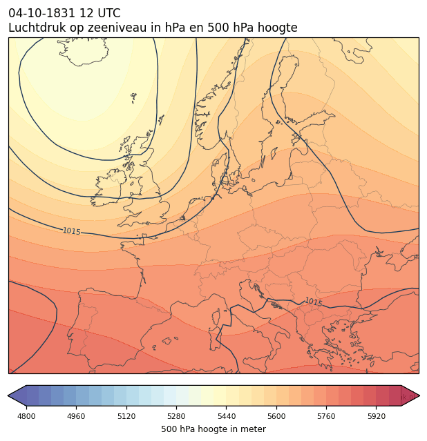 Weerkaart van 4 oktober 1831 om 12 UTC