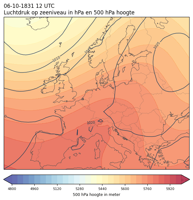 Weerkaart van 6 oktober 1831 om 12 UTC