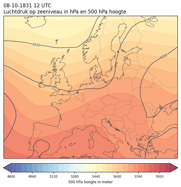 Weerkaart van 8 oktober 1831 om 12 UTC