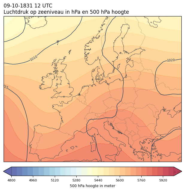 Weerkaart van 9 oktober 1831 om 12 UTC