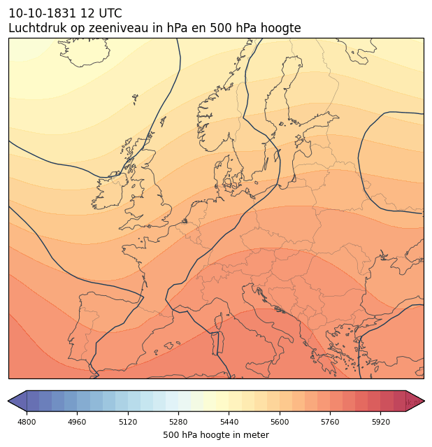 Weerkaart van 10 oktober 1831 om 12 UTC