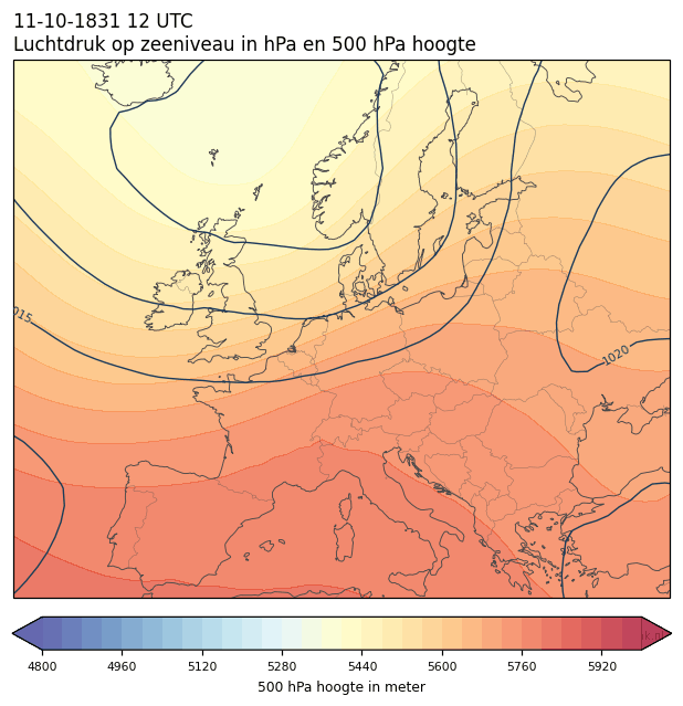 Weerkaart van 11 oktober 1831 om 12 UTC