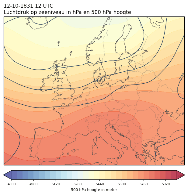 Weerkaart van 12 oktober 1831 om 12 UTC