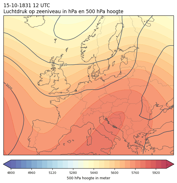 Weerkaart van 15 oktober 1831 om 12 UTC