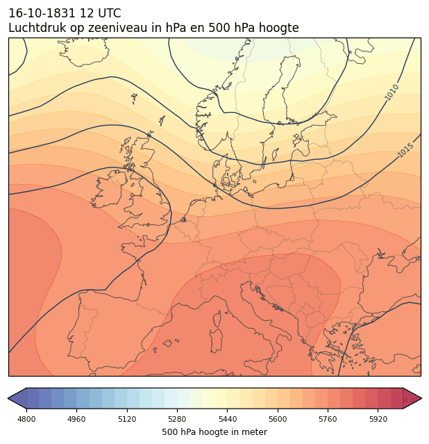 Weerkaart van 16 oktober 1831 om 12 UTC