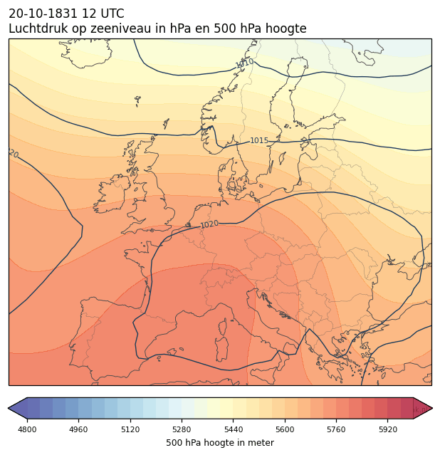 Weerkaart van 20 oktober 1831 om 12 UTC