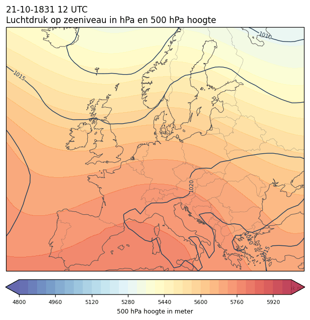 Weerkaart van 21 oktober 1831 om 12 UTC