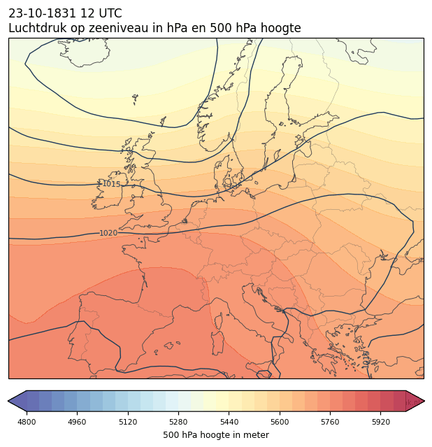 Weerkaart van 23 oktober 1831 om 12 UTC