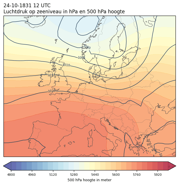 Weerkaart van 24 oktober 1831 om 12 UTC
