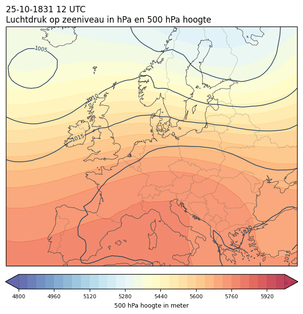 Weerkaart van 25 oktober 1831 om 12 UTC