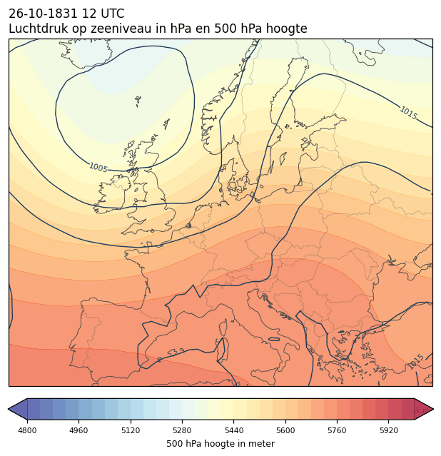 Weerkaart van 26 oktober 1831 om 12 UTC