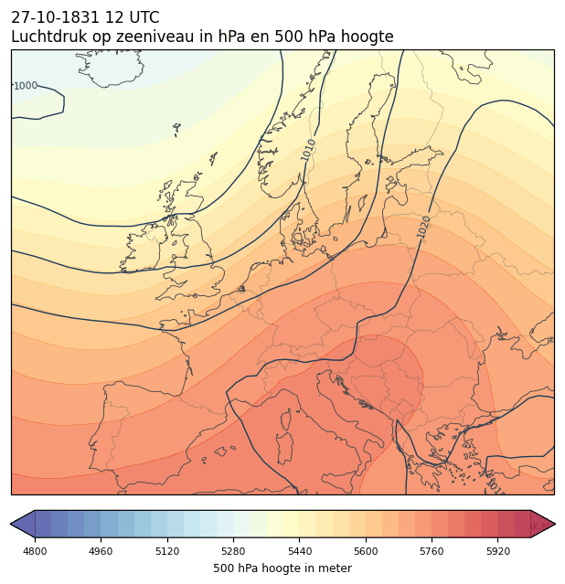 Weerkaart van 27 oktober 1831 om 12 UTC