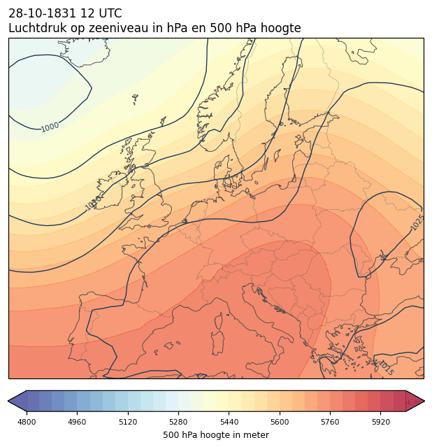 Weerkaart van 28 oktober 1831 om 12 UTC
