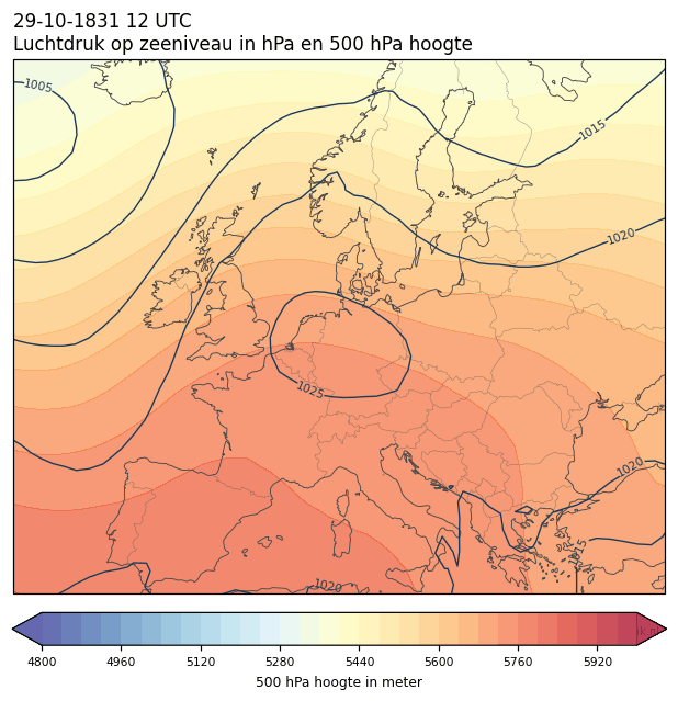 Weerkaart van 29 oktober 1831 om 12 UTC