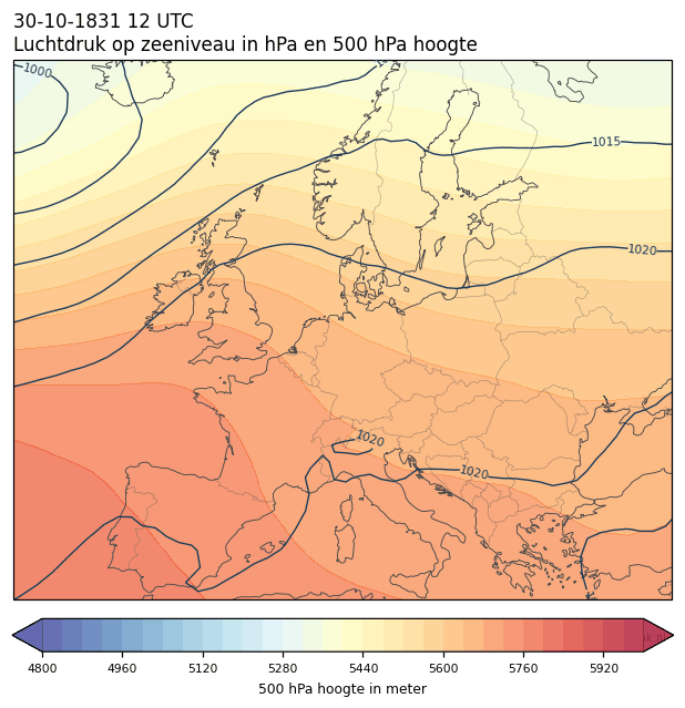 Weerkaart van 30 oktober 1831 om 12 UTC
