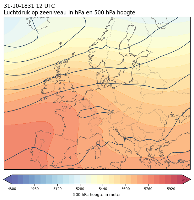 Weerkaart van 31 oktober 1831 om 12 UTC