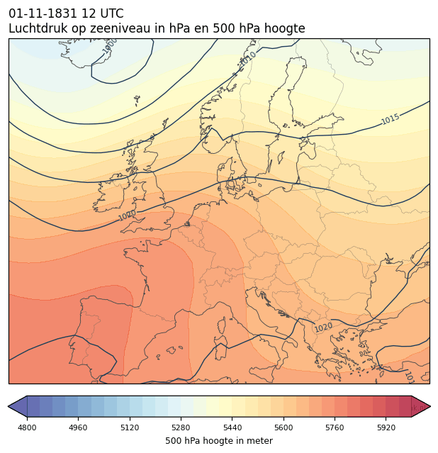 Weerkaart van 1 november 1831 om 12 UTC