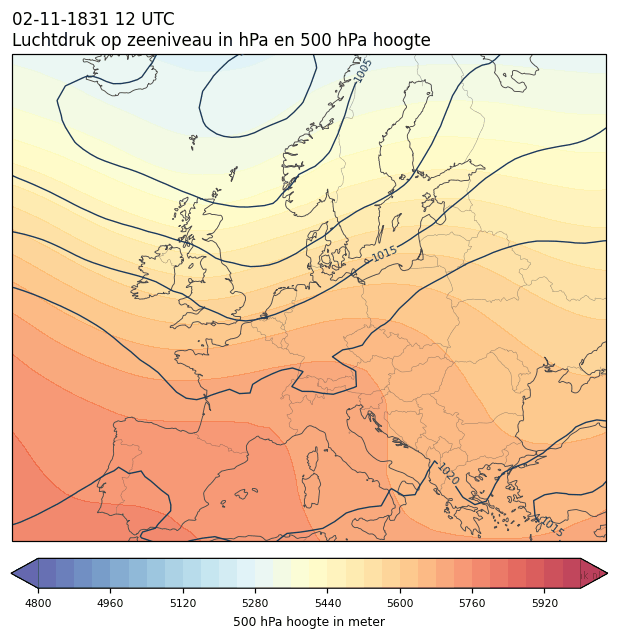 Weerkaart van 2 november 1831 om 12 UTC