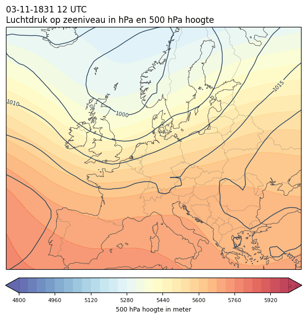 Weerkaart van 3 november 1831 om 12 UTC