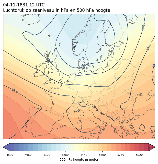 Weerkaart van 4 november 1831 om 12 UTC