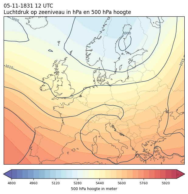 Weerkaart van 5 november 1831 om 12 UTC