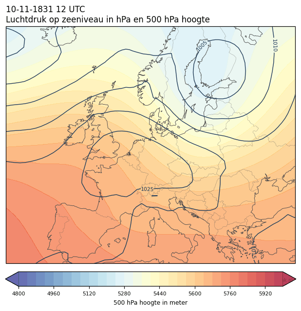 Weerkaart van 10 november 1831 om 12 UTC