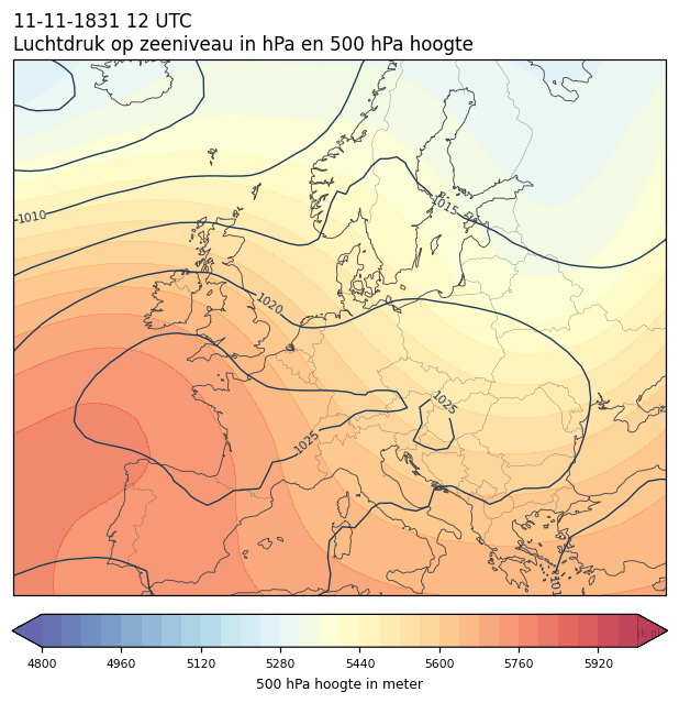 Weerkaart van 11 november 1831 om 12 UTC