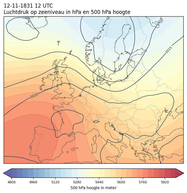 Weerkaart van 12 november 1831 om 12 UTC