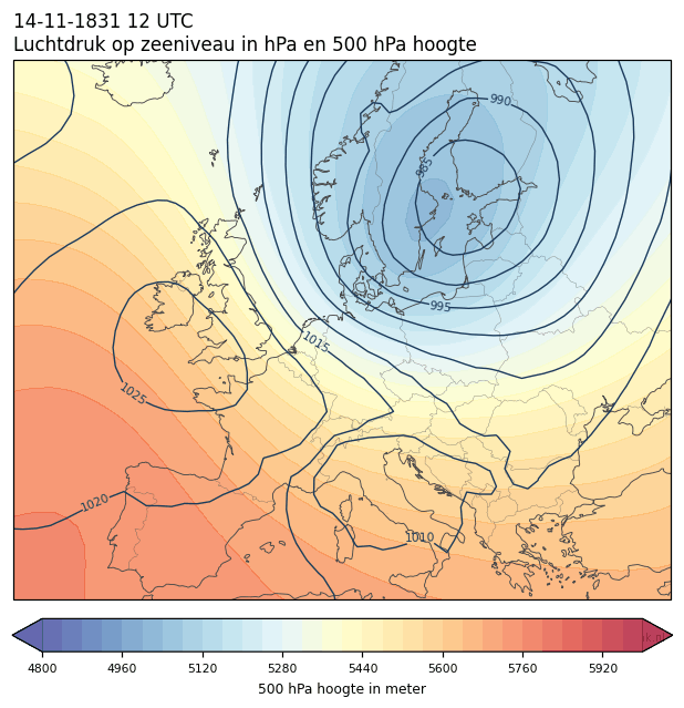 Weerkaart van 14 november 1831 om 12 UTC
