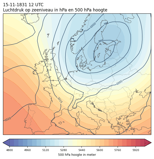 Weerkaart van 15 november 1831 om 12 UTC