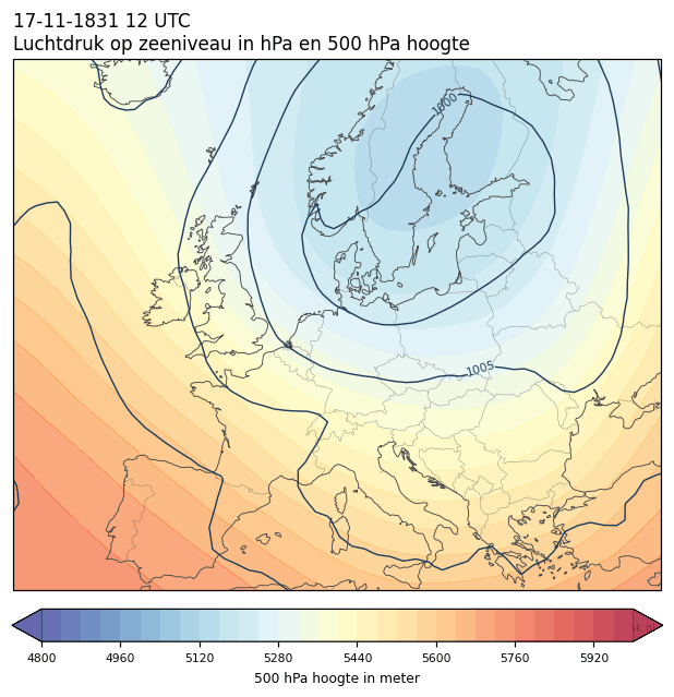 Weerkaart van 17 november 1831 om 12 UTC