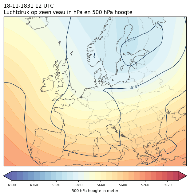 Weerkaart van 18 november 1831 om 12 UTC